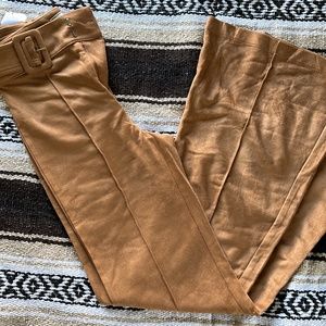 Suede Pinstripe Pants